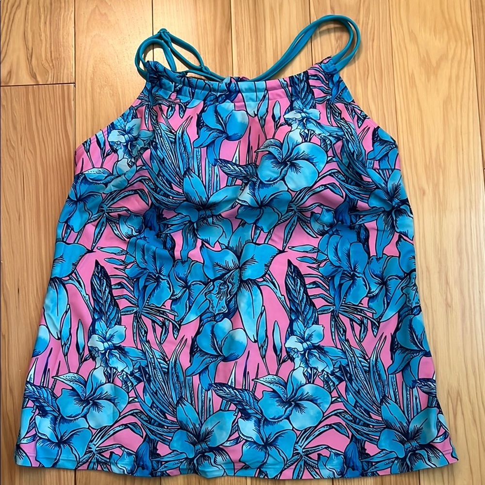 Rotita Floral Pink and Blue women’s bikini top size L